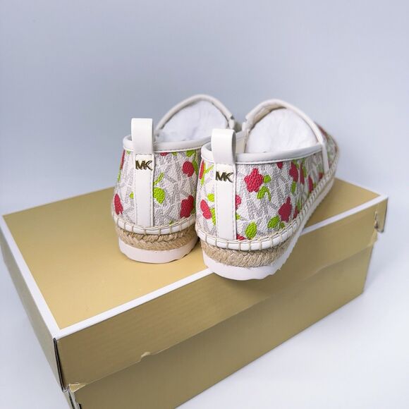 Michael Kors Lenny Espadrille Signature Logo Lux Mini Rose Slip-On Loafer Shoes - Picture 5 of 13